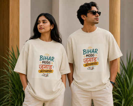Unleavables Bihar Mode Activated Oversized T-Shirt – Graphic Print Everyday Cotton Tee