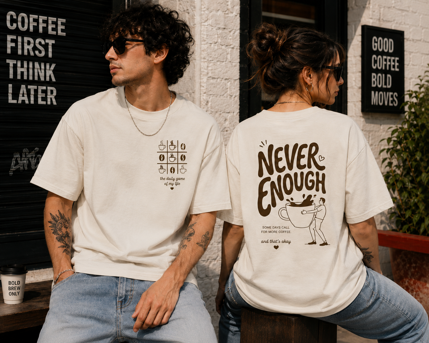Coffee Addict Printed T-Shirt for Men & Women | Minimal Aesthetic Graphic Casual Tee