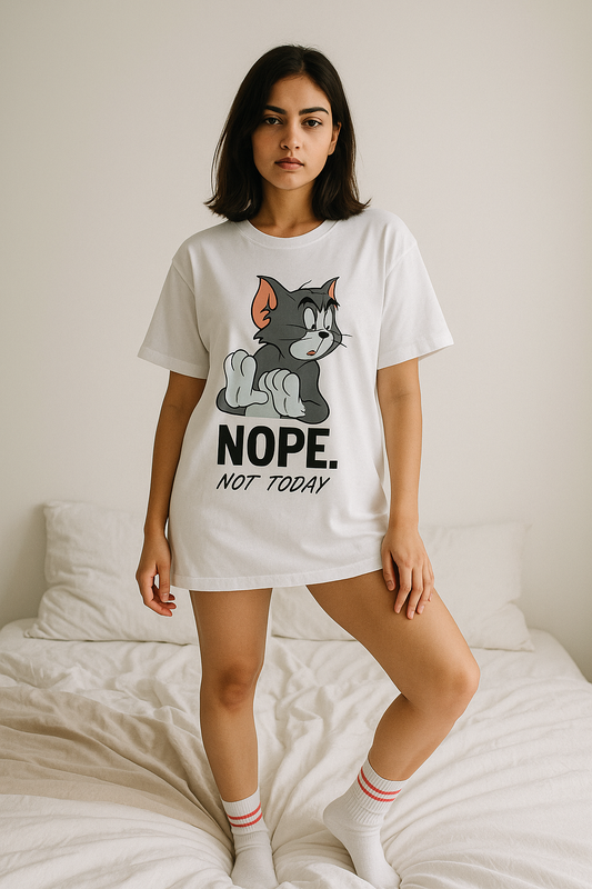 UNLEAVABLES Unisex Cotton Round Neck Cat Tshirt | NoT Today