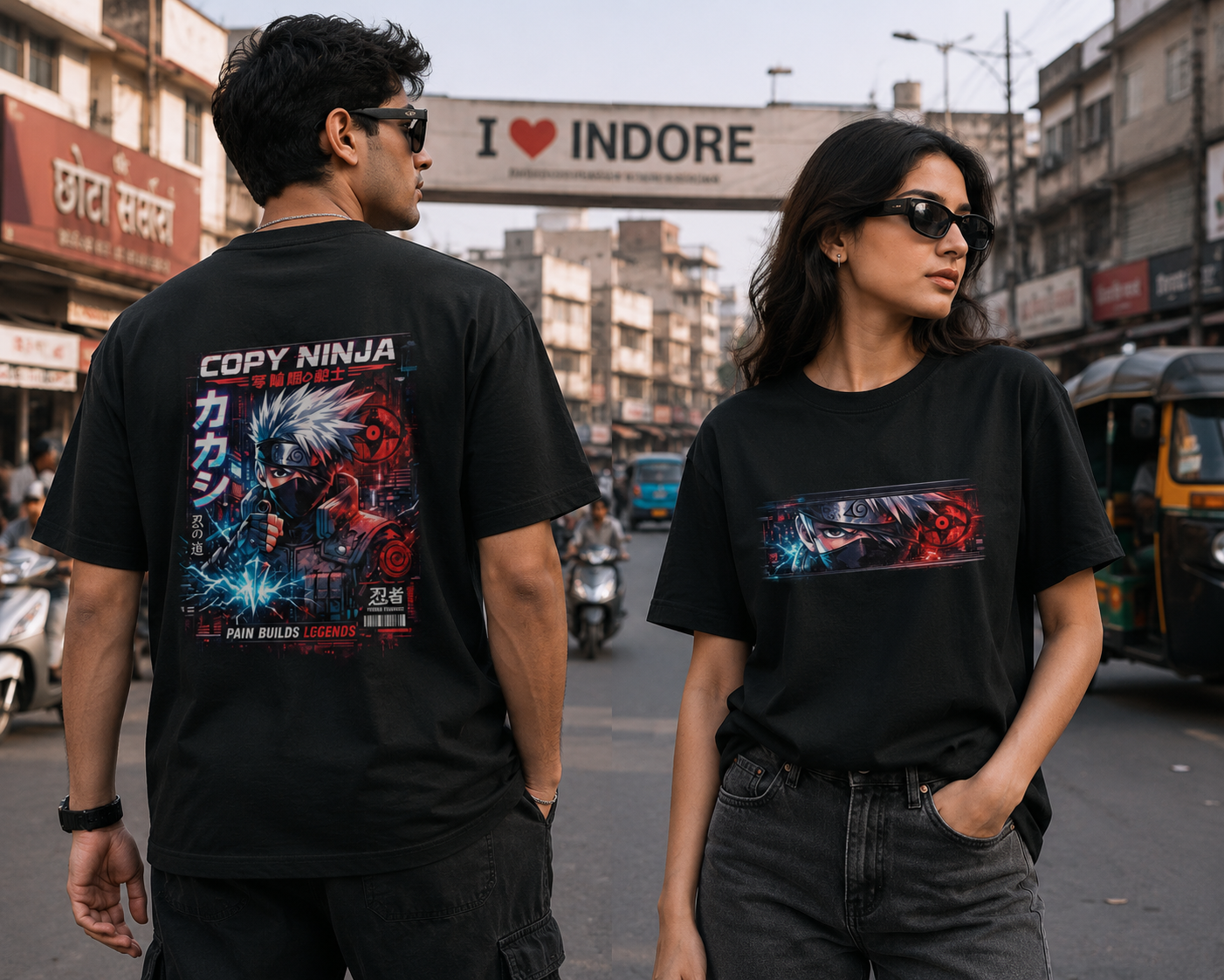 Unleavables Mens Oversized Travel T-Shirt |Kakashi Copy Ninja | 100% Combed Cotton, Round Neck Tee
