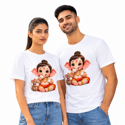 Baby Ganesha Graphic T-Shirt | 100% Cotton Unisex Ganesh Chaturthi Tee