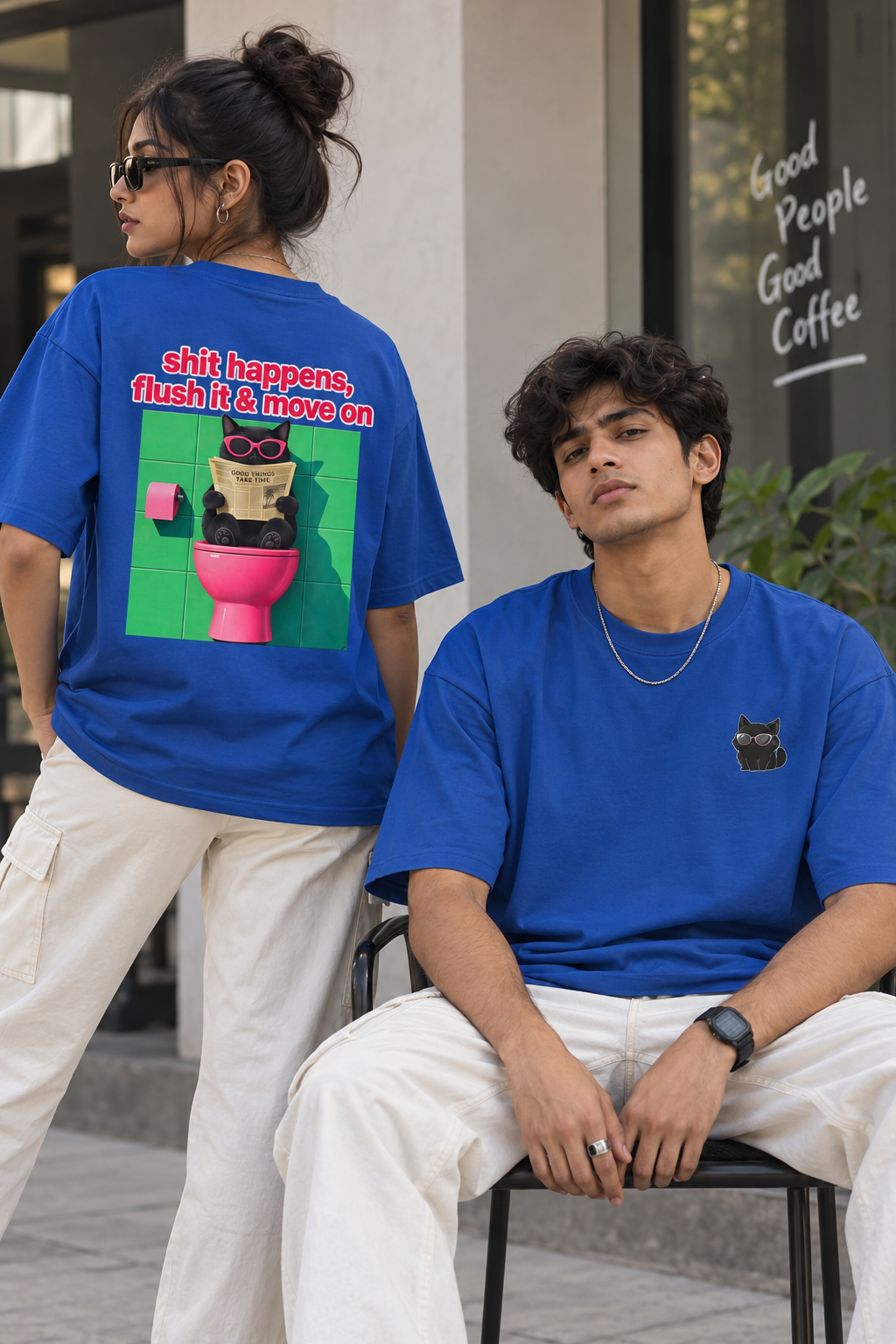 Cat Graphic Oversized T-Shirt | Unisex Streetwear Tee