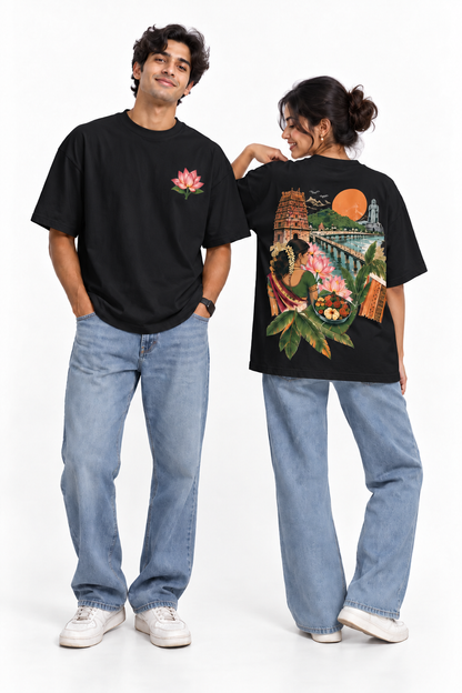 Unleavables Vijayawada Heritage – Unisex Oversized Graphic T-Shirt | 100% Cotton | Relaxed Fit