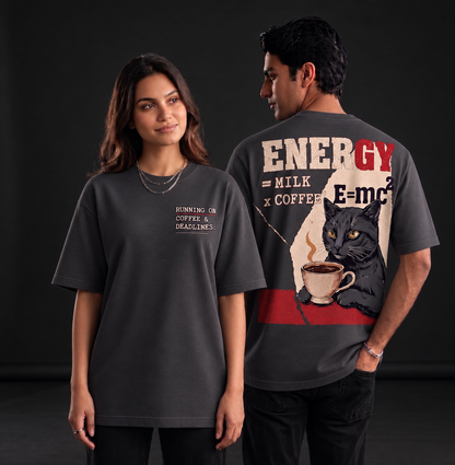 Oversized Coffee Lover Graphic T-Shirt for Men & Women | Premium Cotton 220 GSM Streetwear Tee | Baggy Drop Shoulder Fit