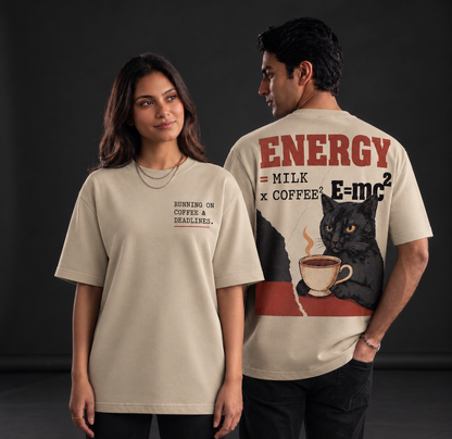 Oversized Coffee Lover Graphic T-Shirt for Men & Women | Premium Cotton 220 GSM Streetwear Tee | Baggy Drop Shoulder Fit