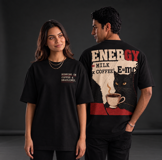Oversized Coffee Lover Graphic T-Shirt for Men & Women | Premium Cotton 220 GSM Streetwear Tee | Baggy Drop Shoulder Fit