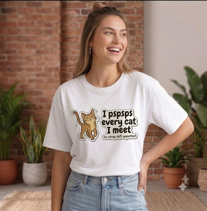 Pspsps Cat lover Oversized T-Shirt for both Men and Women