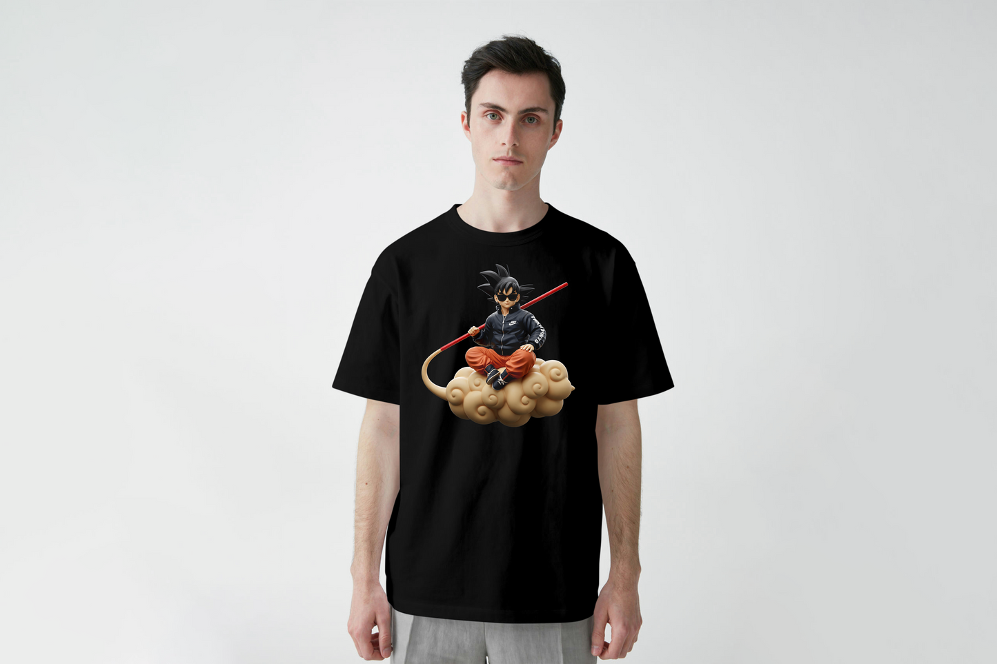 Unleavables Goku Oversized Boxy Fit Black Unisex Tshirt - Anime Style - Pure Cotton 220gsm and bio-washed - 100% combed cotton