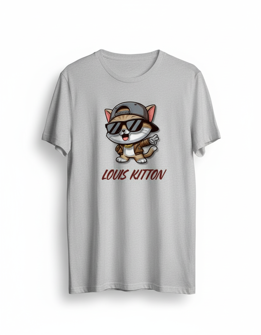 Unleavables Louis Kitton Cat Print T-Shirt | Unisex Regular Fit | 100% Cotton