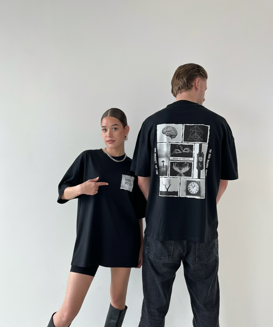 Unleavables Oversized T-Shirt with Abstract Panel Artwork & “See The Void” Chest Print | 100% Cotton
