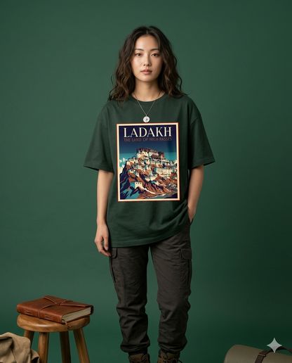 Ladakh Monastery Oversized T-Shirt | Travel Graphic Tee for Wanderers
