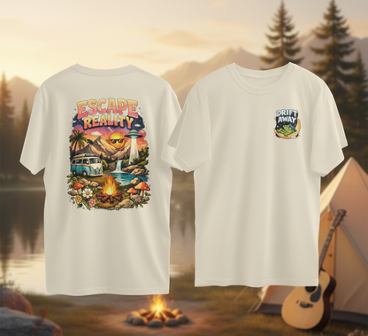 Drift Away Oversized Escape Reality Graphic T-Shirt: Unisex | Unleavables | 100% Cotton | Round Neck 