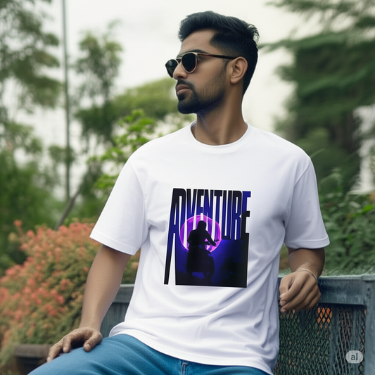 Adventure Oversized T-Shirt For Men | Biker Graphic Tee for Riders | Streetwear Motorcycle| 100% Cotton | Comfortable Casual Fit