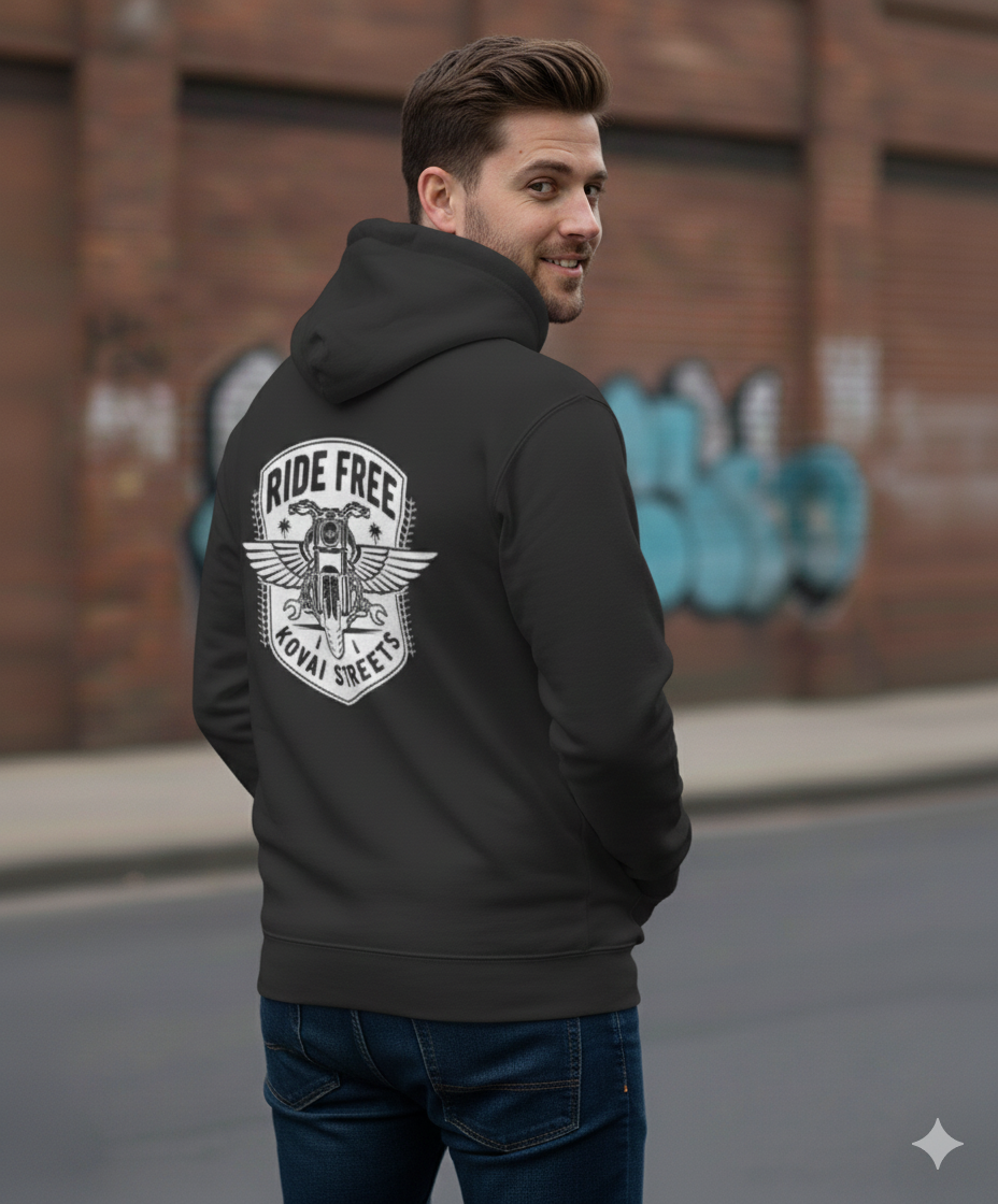 Kovai Riders Motorcycle Black Hoodie | Ride Free Streetwear for Bikers ...