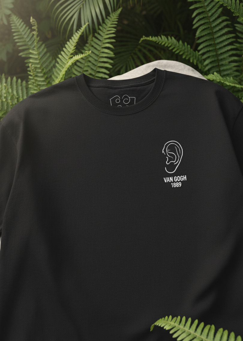 Unleavables Black T-shirt with Van Gogh Graphic Print | 100% Cotton, Oversized Fit