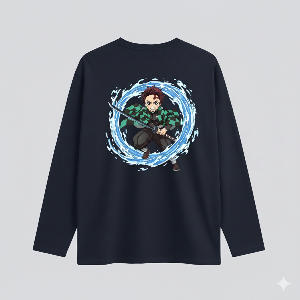 Tanjiro Kamado Full Sleeves Anime T-Shirt – Demon Slayer Edition | Limited Stock!