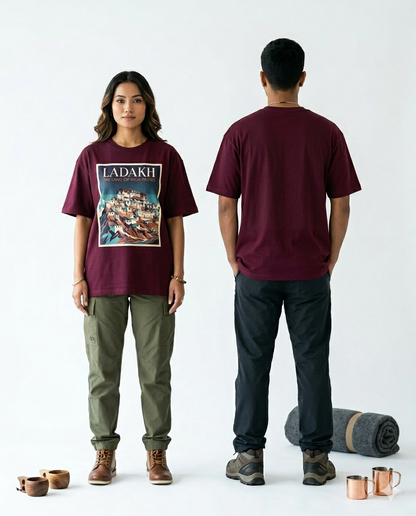Ladakh Monastery Oversized T-Shirt | Travel Graphic Tee for Wanderers