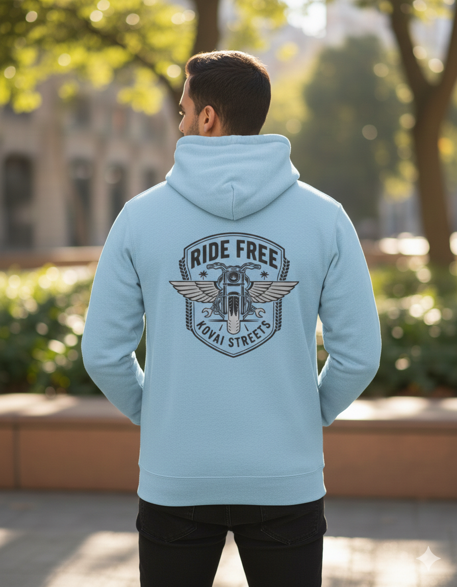 Kovai Riders Motorcycle Hoodie | Ride Free Streetwear for Bikers | Unisex Combed Cotton hoodie