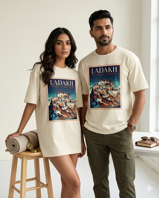 Ladakh Monastery Oversized T-Shirt | Travel Graphic Tee for Wanderers