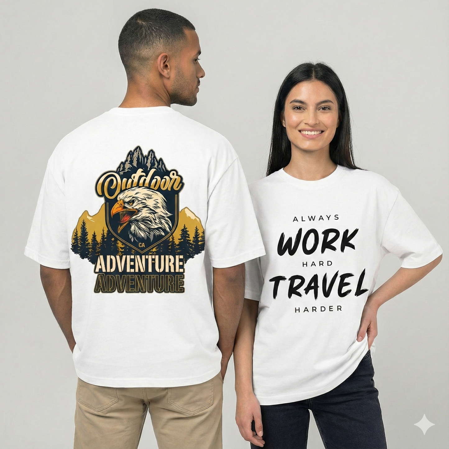 Travel Theme Oversized Casual Tshirt – Work Hard, Travel Harder