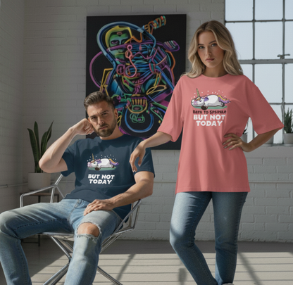 Unisex Oversized Printed T Shirt | T Shirt for Men & Women | Sleeping Unicorn Design