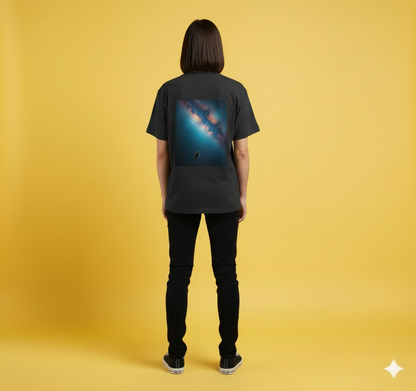 Unleavables | Cosmic Drifter Oversized T-Shirt – Astronaut Galaxy Back Print | Half Sleeve | 100% Cotton | Unisex