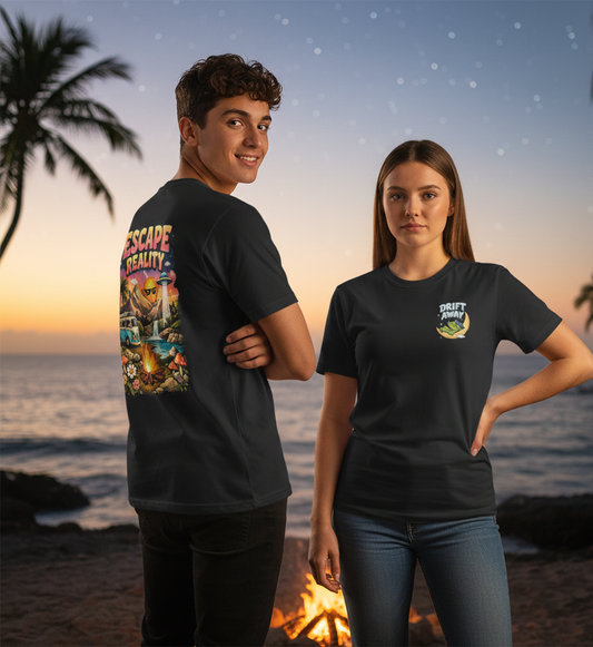 Drift Away Oversized Escape Reality Graphic T-Shirt: Unisex | Unleavables | 100% Cotton | Round Neck 