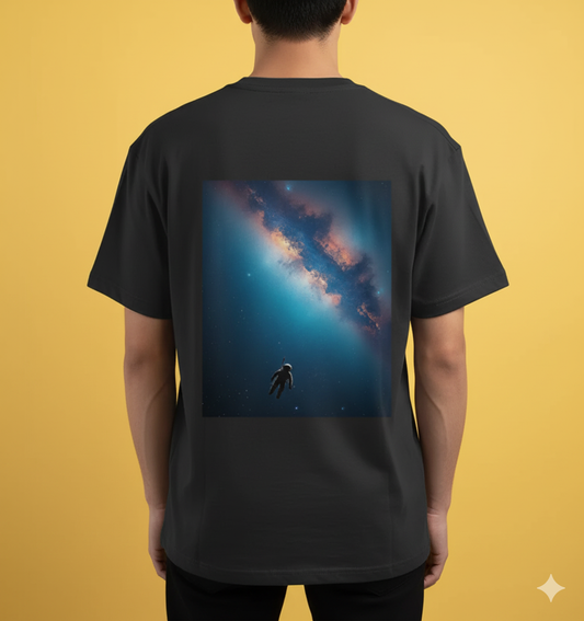 Unleavables | Cosmic Drifter Oversized T-Shirt – Astronaut Galaxy Back Print | Half Sleeve | 100% Cotton | Unisex