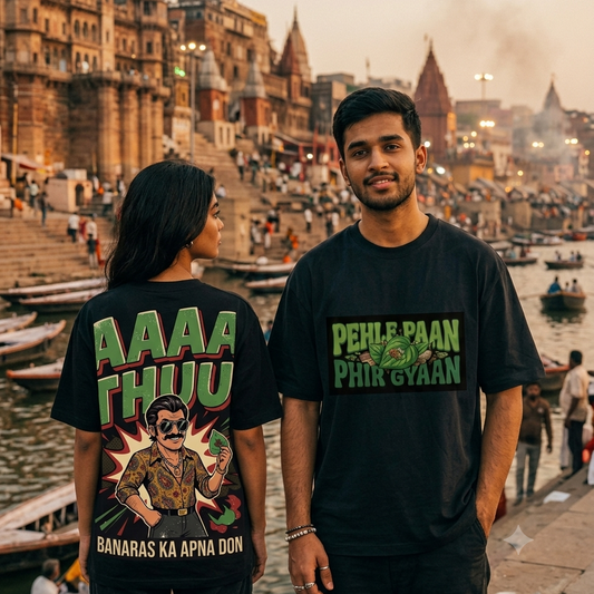 BANARAS: Pehle paan, phir gyaan | Premium Oversized Graphic T-Shirt | 100% cotton