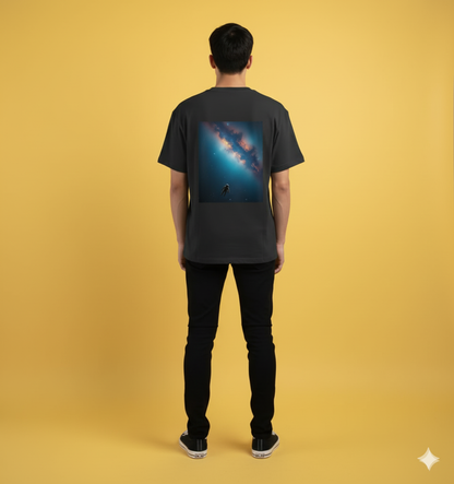 Unleavables | Cosmic Drifter Oversized T-Shirt – Astronaut Galaxy Back Print | Half Sleeve | 100% Cotton | Unisex
