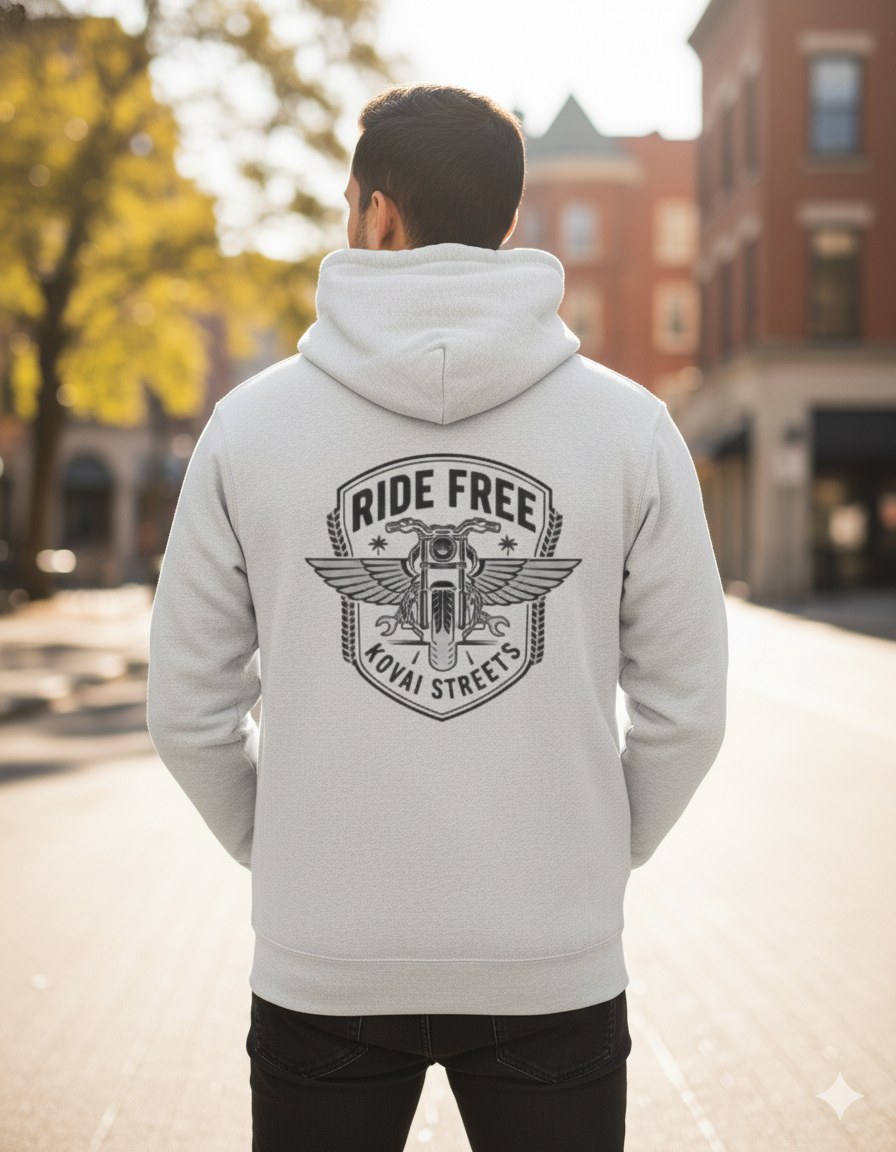 Kovai Riders Motorcycle Hoodie | Ride Free Streetwear for Bikers | Unisex Combed Cotton hoodie