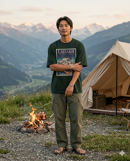 Ladakh Monastery Oversized T-Shirt | Travel Graphic Tee for Wanderers