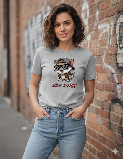 Unleavables Louis Kitton Cat Print T-Shirt | Unisex Regular Fit | 100% Cotton