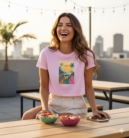 Unleavables | Women’s Half Sleeve Crop Top | Tropical Vibes | Beach Editiom