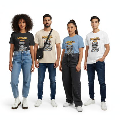 Unleavables The Meowfia Mode Tee | Unisex Oversized Graphic Tee | Purr-fect for Cat Lovers | 100% Cotton