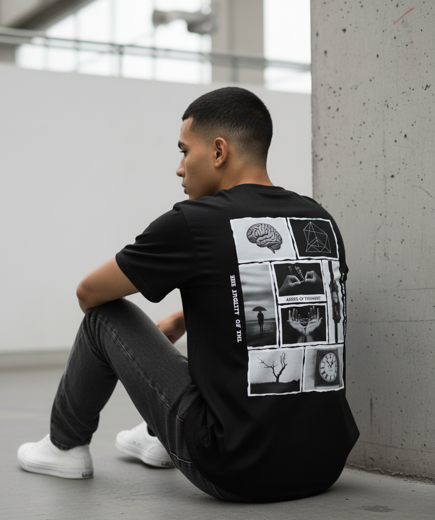Unleavables Oversized T-Shirt with Abstract Panel Artwork & “See The Void” Chest Print | 100% Cotton