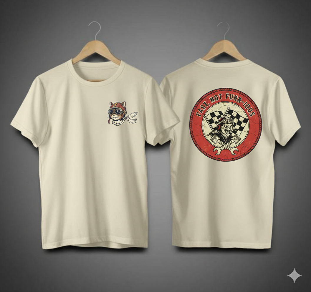 Unleavables | Oversized Racing Cat T-Shirt - Fast Not Furr-ious | Unisex 