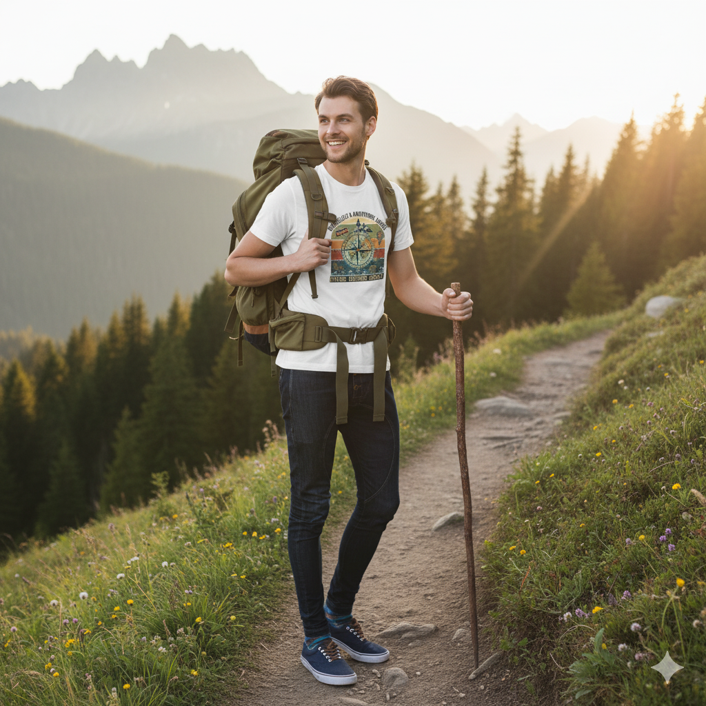 Adventure Awaits Graphic T-Shirt | Wanderlust & Travel Vibes for Men | Explore, Discover & Journey Tee