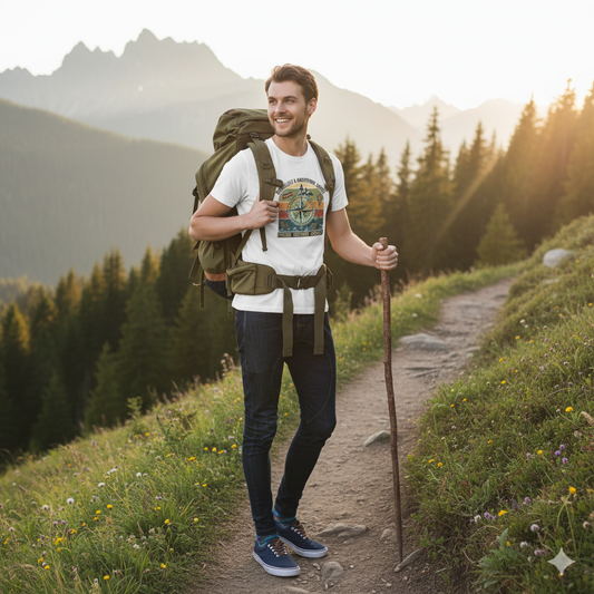 Adventure Awaits Graphic T-Shirt | Wanderlust & Travel Vibes for Men | Explore, Discover & Journey Tee