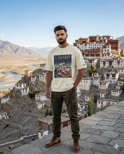 Ladakh Monastery Oversized T-Shirt | Travel Graphic Tee for Wanderers
