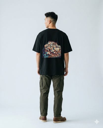 Ladakh Monastery Oversized T-Shirt | Travel Graphic Tee for Wanderers