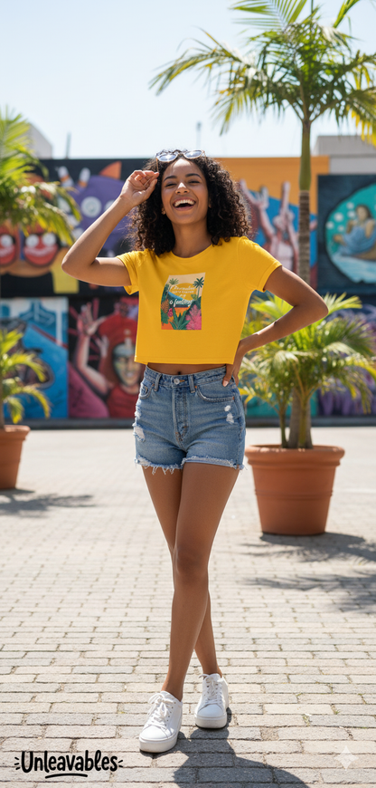 Unleavables | Women’s Half Sleeve Crop Top | Tropical Vibes | Beach Editiom