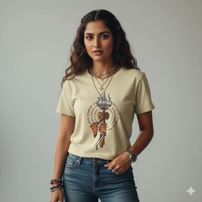 Trishul Damru T-Shirt | Spiritual 100% Cotton Graphic | T-Shirt for Men & Women