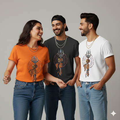 Trishul Damru T-Shirt | Spiritual 100% Cotton Graphic | T-Shirt for Men & Women