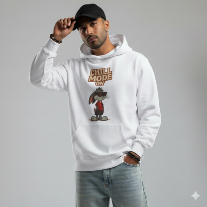 Chill Mode On Bunny Hoodie for Men & Women | 100% Cotton Graphic Sweatshirt, Casual College Streetwear