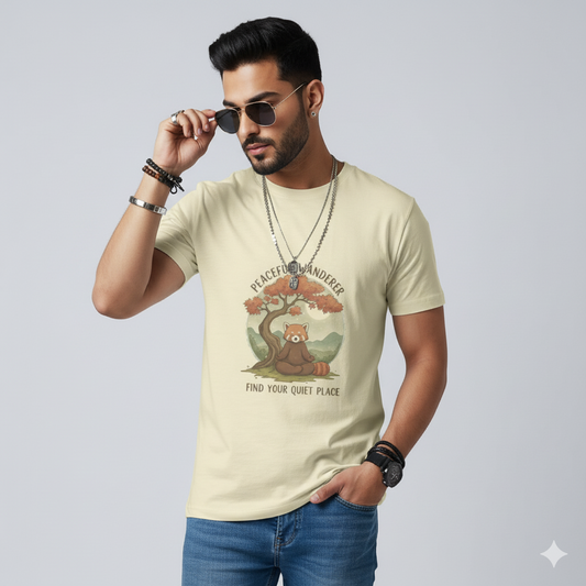 Peaceful Wanderer Graphic T-Shirt | 100% Cotton Casual Streetwear Tee for College & Everyday Comfort