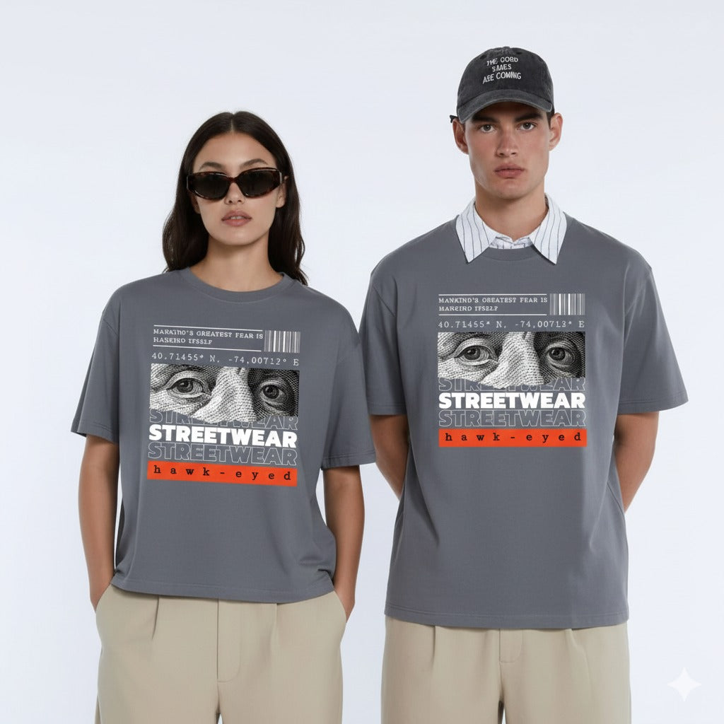 Unleavables NYC Streetwear: "hawk-eyed" Unisex Oversized T-Shirt