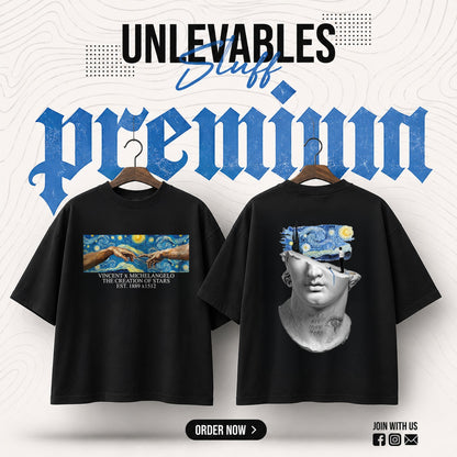 Unleavables Starry Night Inside Premium Oversized Tee for Art Lovers