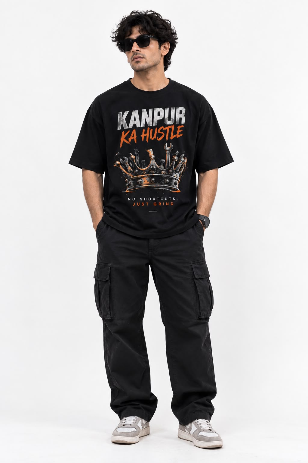 Kanpur Ka Hustle – Oversized Graphic T-Shirt