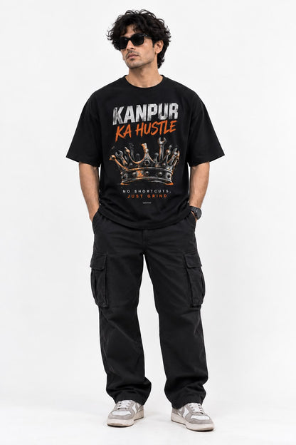 Kanpur Ka Hustle – Oversized Graphic T-Shirt